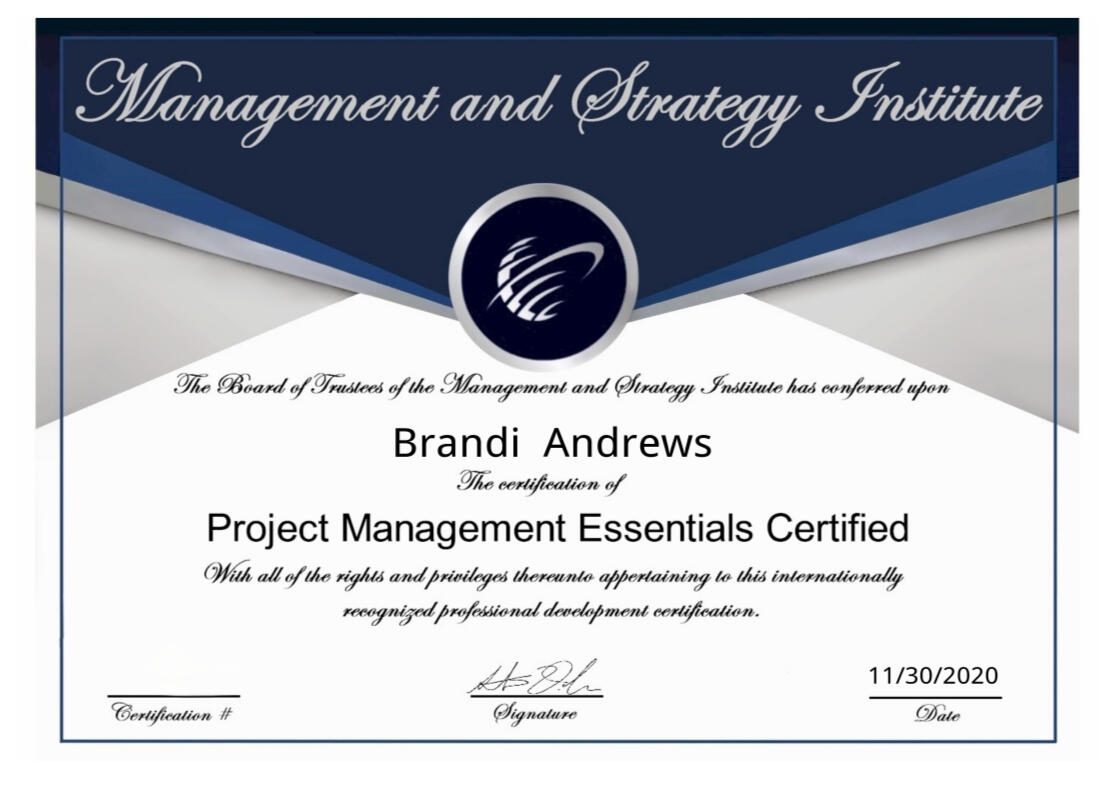 MSI - Project Management Essentials Certification